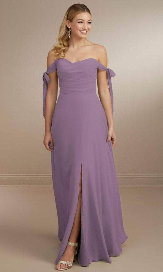 Christina Wu Celebration 22162 - Bow Tie Off Shoulder Chiffon Gown Special Occasion Dress 0 / Wisteria