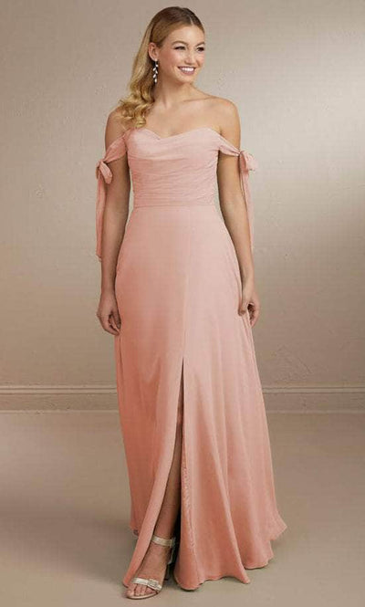 Christina Wu Celebration 22162 - Off Shoulder Chiffon Gown Special Occasion Dress 0 / Cantaloupe