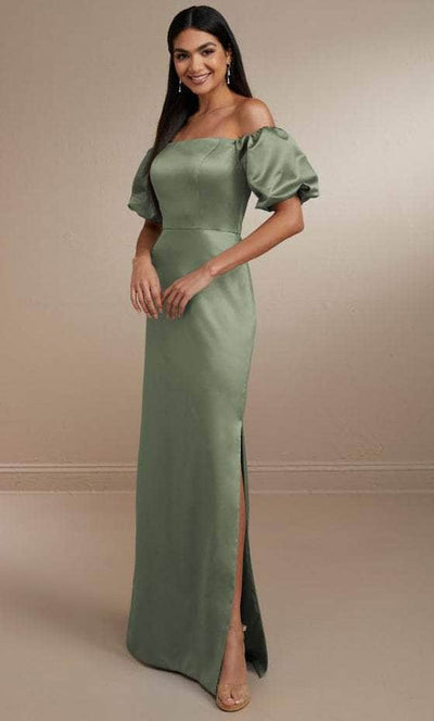 Christina Wu Celebration 22163 - Off Shoulder Satin Gown Special Occasion Dress 0 / Sage