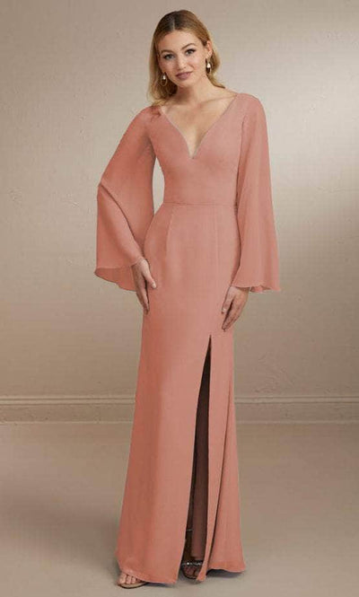 Christina Wu Celebration 22164 - Flowy Evening Gown with Bell Sleeves Special Occasion Dress 0 / Cantaloupe