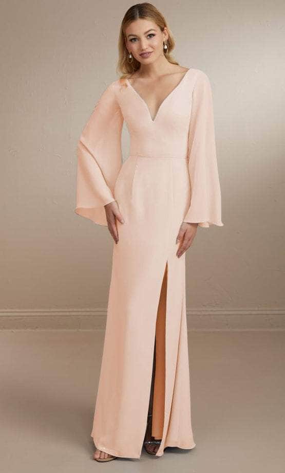 Christina Wu Celebration 22164 - Plunging Neck Chiffon Gown Special Occasion Dress 0 / Rosewater