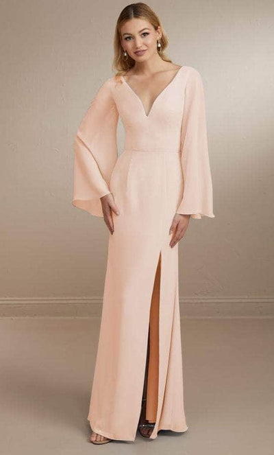 Christina Wu Celebration 22164 - Plunging Neck Chiffon Gown Special Occasion Dress 0 / Rosewater