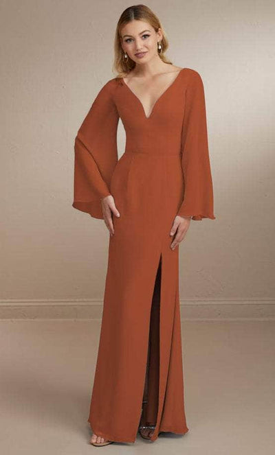 Christina Wu Celebration 22164 - Plunging V-neck Evening Gown Special Occasion Dress 0 / Terracotta