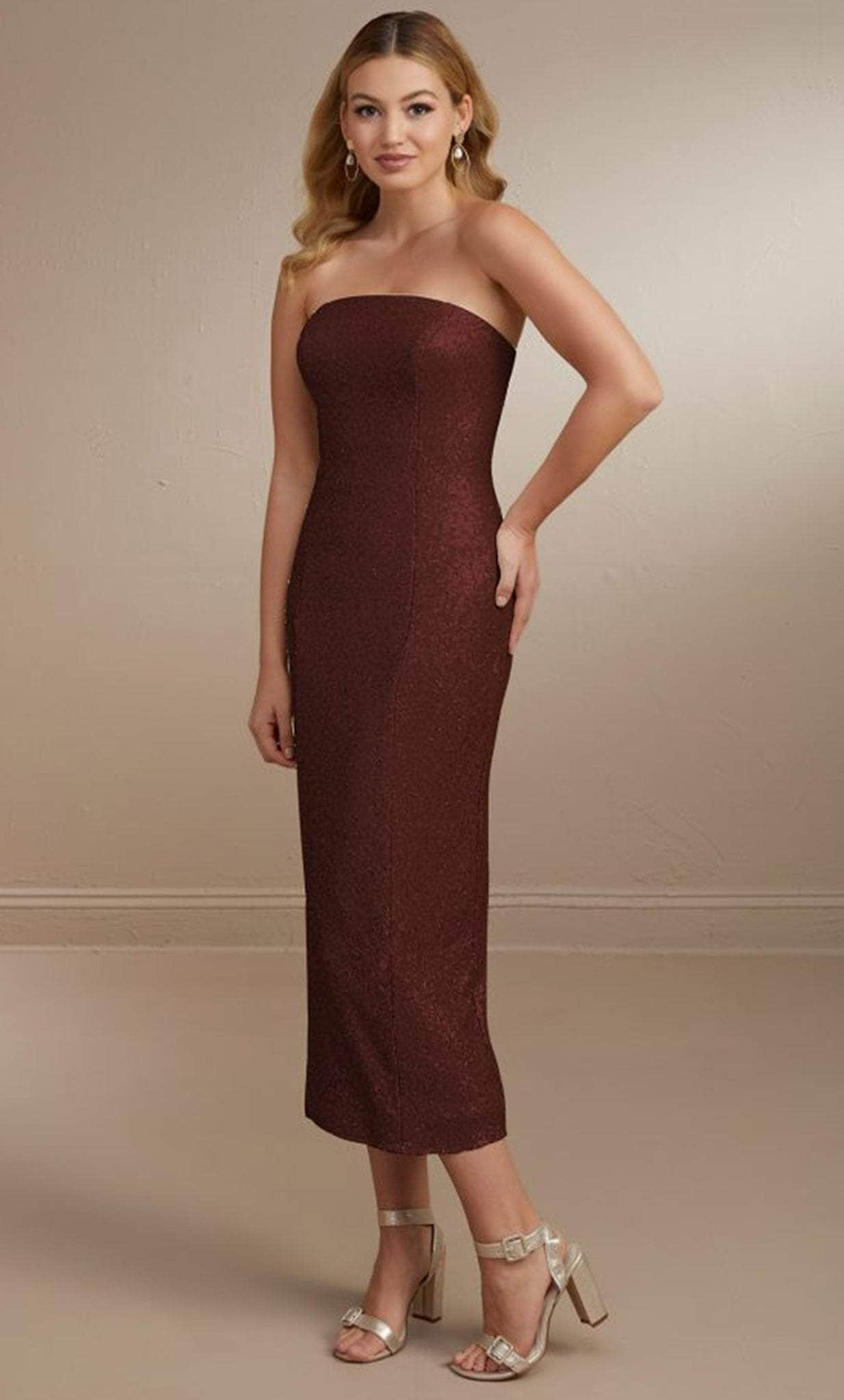 Christina Wu Celebration 22167 - Strapless Dress With Slit Prom Dresses 0 / Mahogany Matte