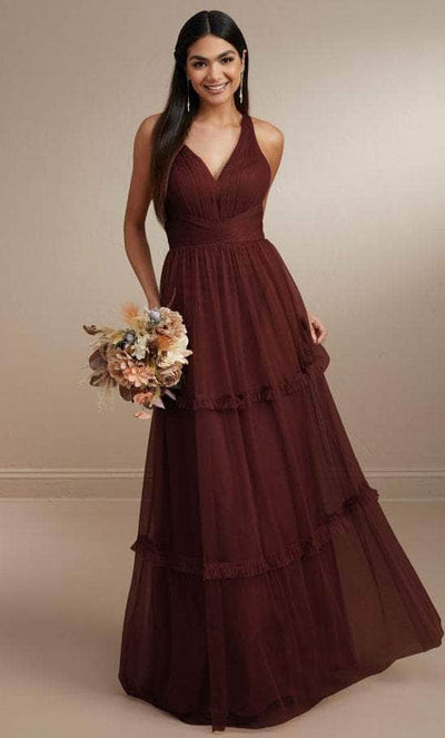 Christina Wu Celebration 22170 - V-Neck Dress Special Occasion Dress 0 / Mahogany