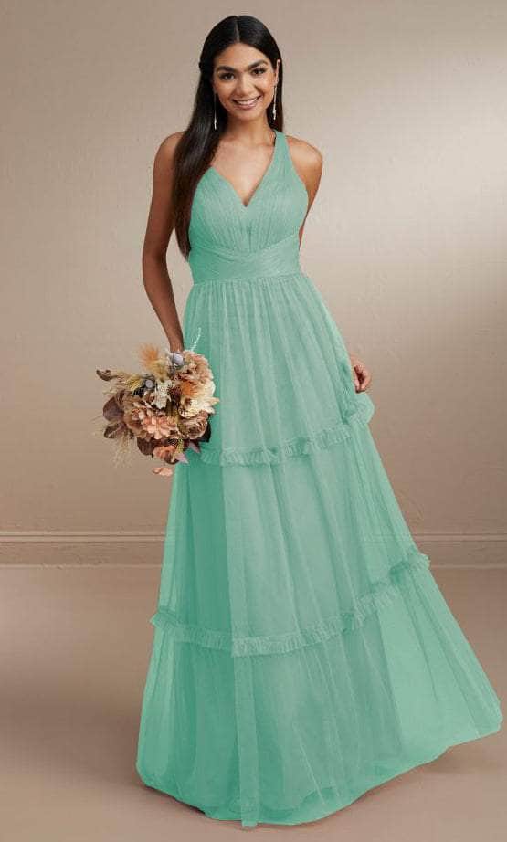 Christina Wu Celebration 22170 - V-Neck Ruffle Skirt Prom Dress Special Occasion Dress 0 / Aqua