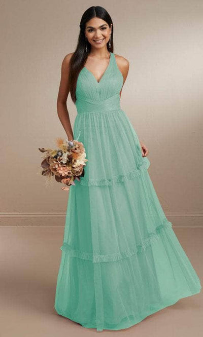 Christina Wu Celebration 22170 - V-Neck Ruffle Skirt Prom Dress Special Occasion Dress 0 / Aqua