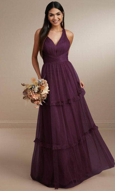 Christina Wu Celebration 22170 - V-Neck Ruffle Skirt Prom Dress Special Occasion Dress 0 / Aubergine