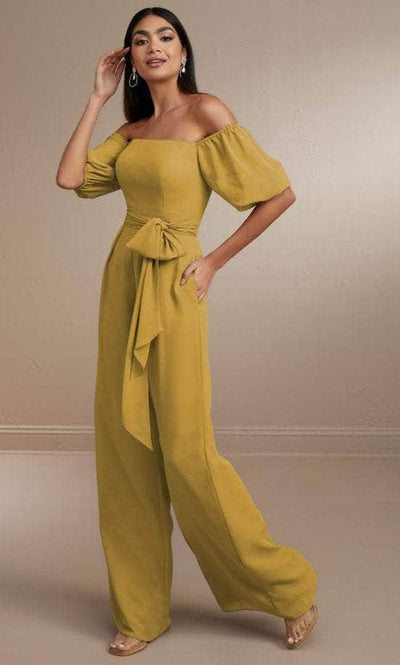 Christina Wu Celebration 22171 - Chiffon Jumpsuit Special Occasion Dress 0 / Ochre