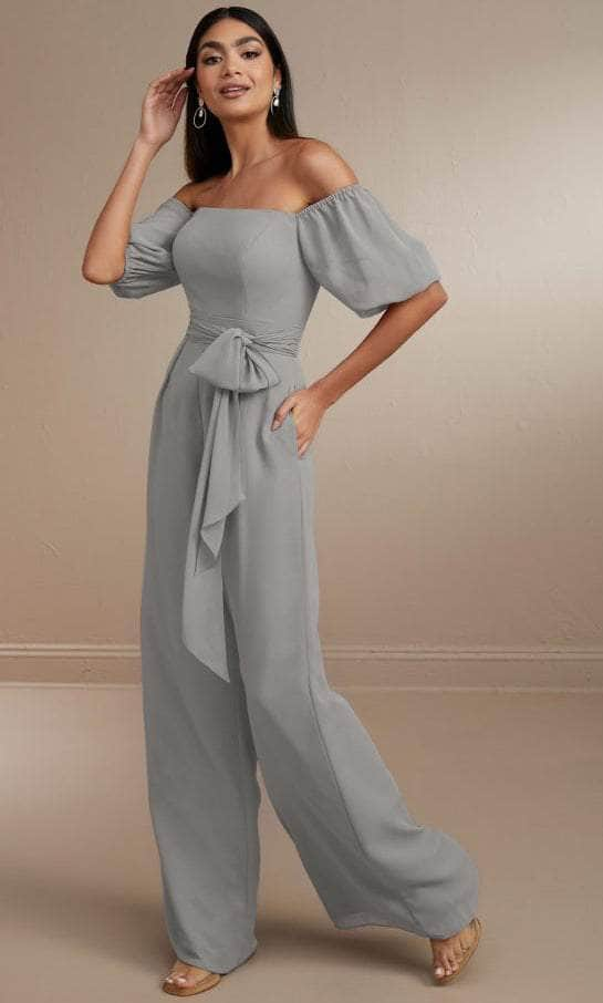 Christina Wu Celebration 22171 - Chiffon Jumpsuit Special Occasion Dress 0 / Platinum