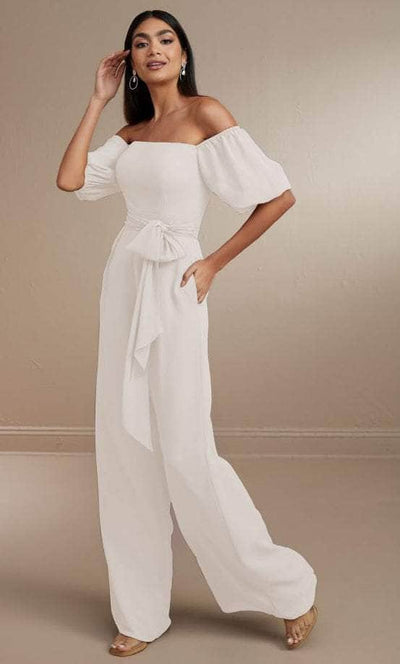 Christina Wu Celebration 22171 - Long Chiffon Jumpsuit Special Occasion Dress 0 / Ivory