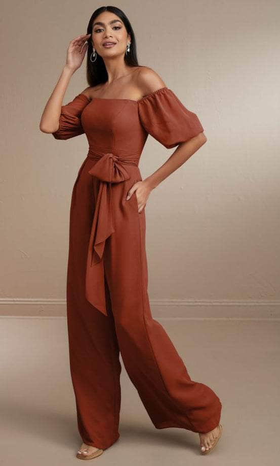 Christina Wu Celebration 22171 - Off-Shoulder Puff Sleeve Jumpsuit Special Occasion Dress 0 / Autumn