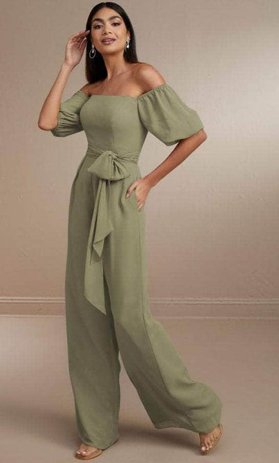 Christina Wu Celebration 22171 - Offshoulder Jumpsuit with Puff Sleeve Special Occasion Dress