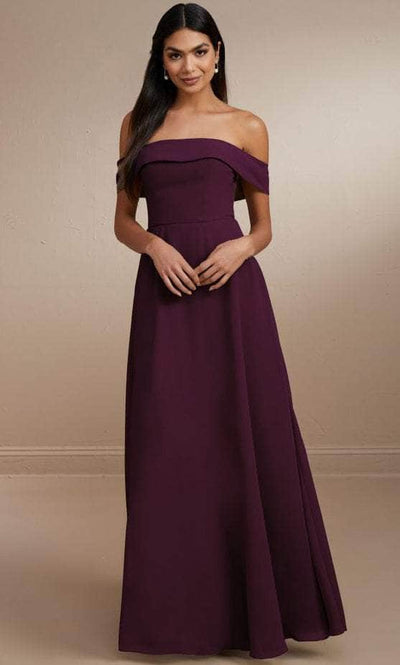 Christina Wu Celebration 22172 - Off-Shoulder A-line Prom Dress Special Occasion Dress 0 / Aubergine
