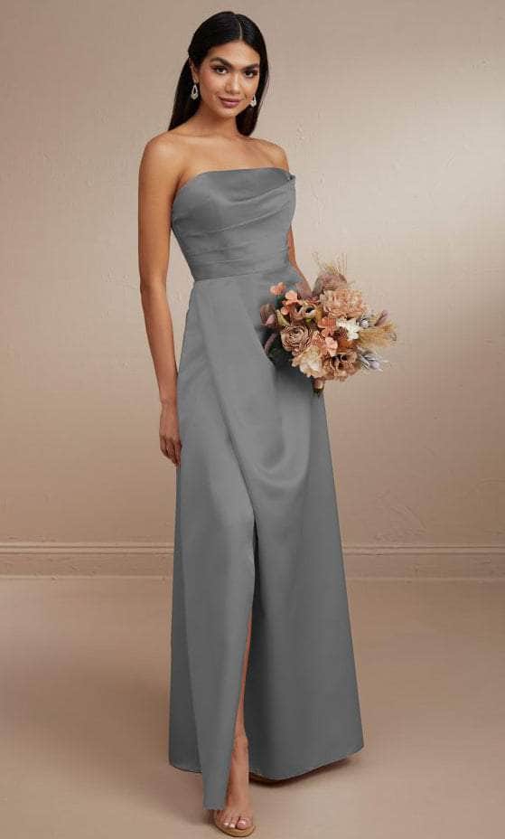 Christina Wu Celebration 22173 - Long Satin A-line Dress - Strapless, Asymmetrical Pleated Bodice, Box Pleated Wrap Front Skirt, Side Pockets ADASA Christina Wu Celebration 22173 - Long Satin A-line Dress - Strapless, Asymmetrical Pleated Bodice, Box Pleated Wrap Front Skirt, Side Pockets ADASA