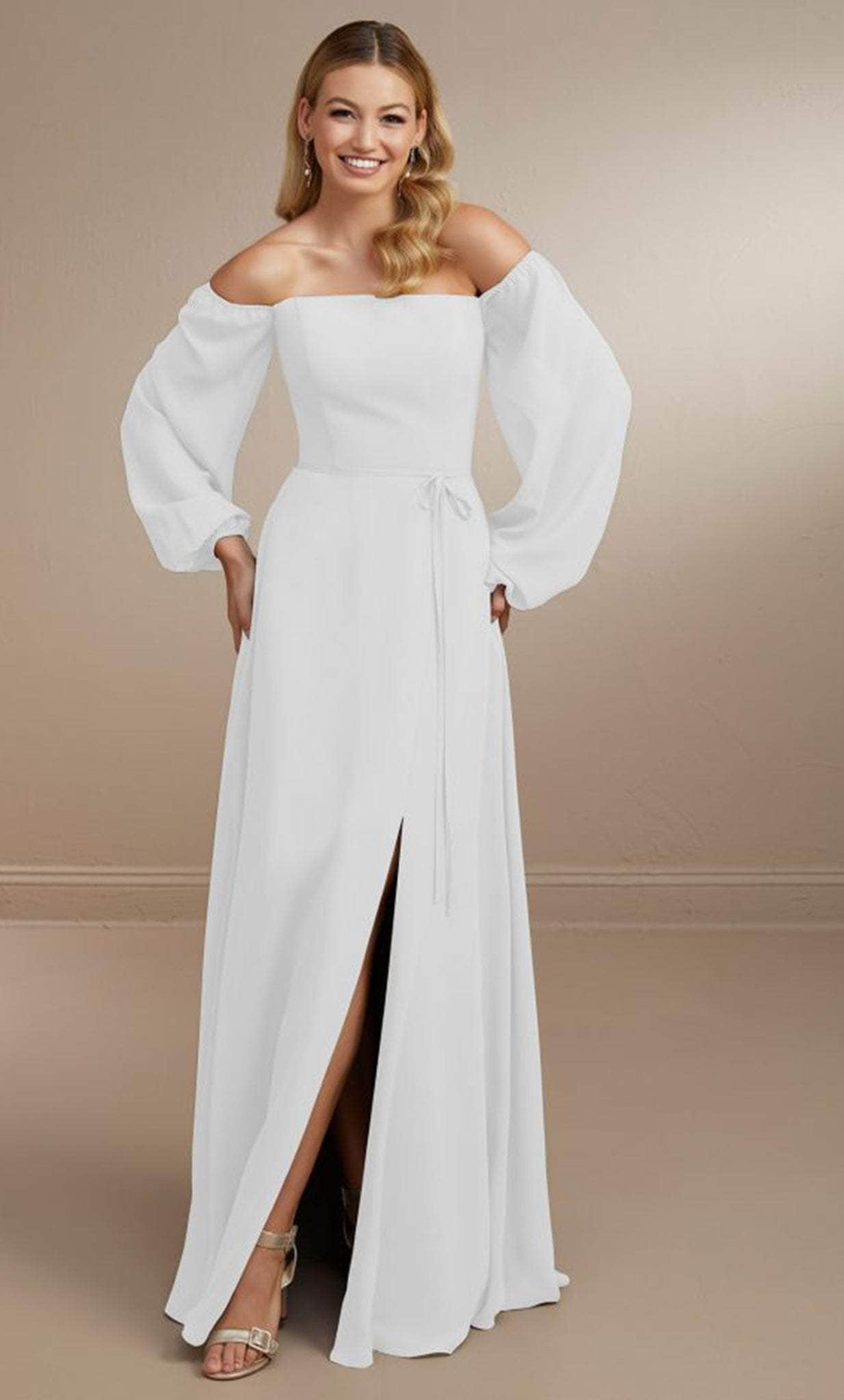 Christina Wu Celebration 22175 - A-line Chiffon Dress Winter Formals and Balls 0 / White