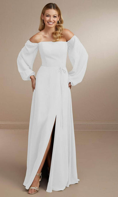 Christina Wu Celebration 22175 - A-line Chiffon Dress Winter Formals and Balls 0 / White