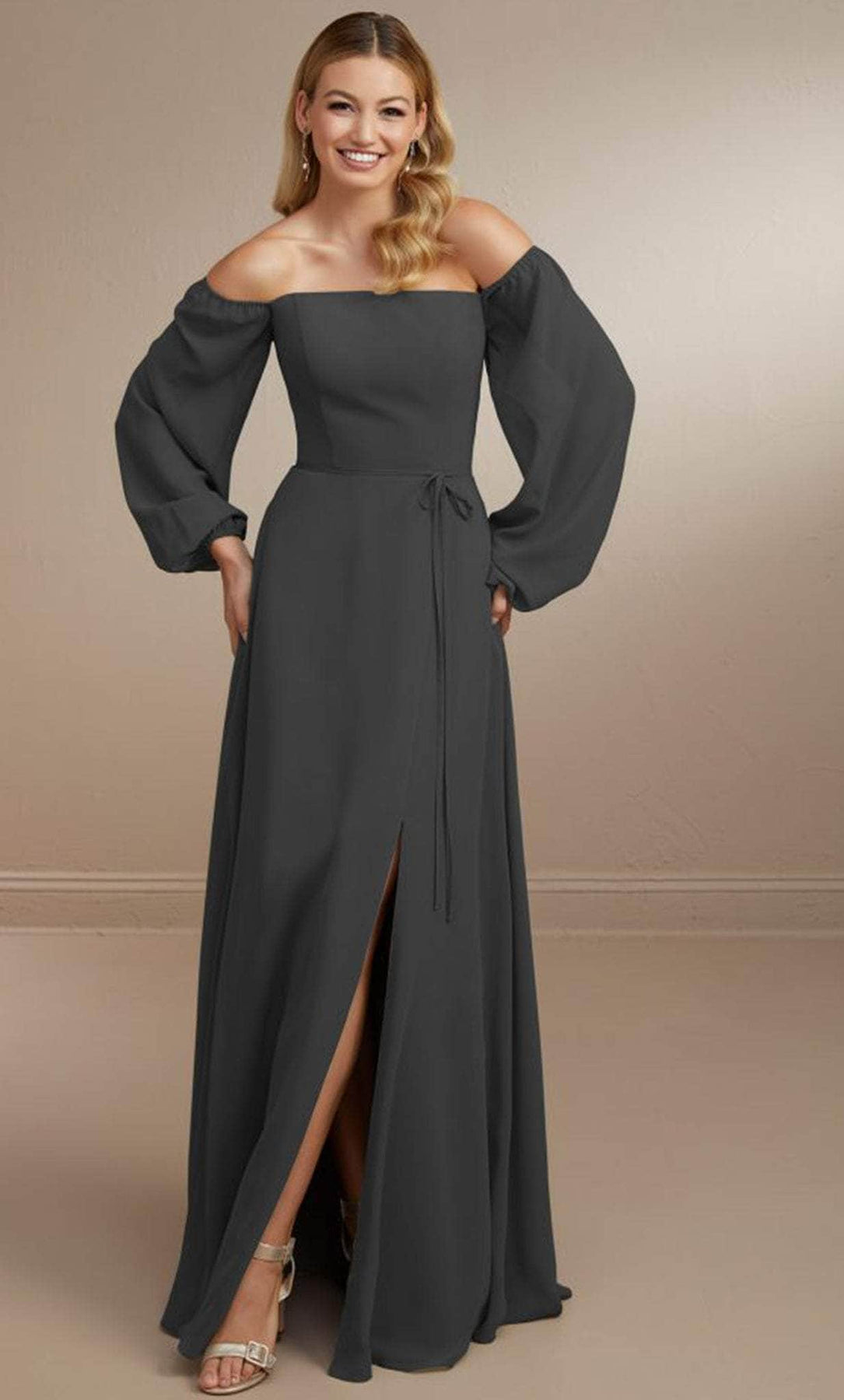 winter chiffon dress Anewsta Women's Chiffon Round Neck Lace Patchwork Long Sleeve Dress, Autumn/ Winter