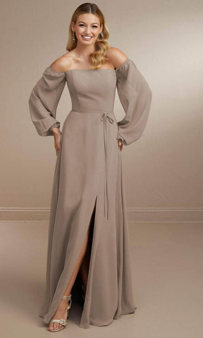 Christina Wu Celebration 22175 - Chiffon A-line Dress Winter Formals and Balls 0 / Taupe