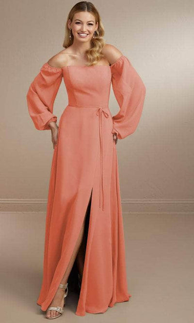 Christina Wu Celebration 22175 - Long Sleeve Dress Bridesmaid Dresses 0 / Coral