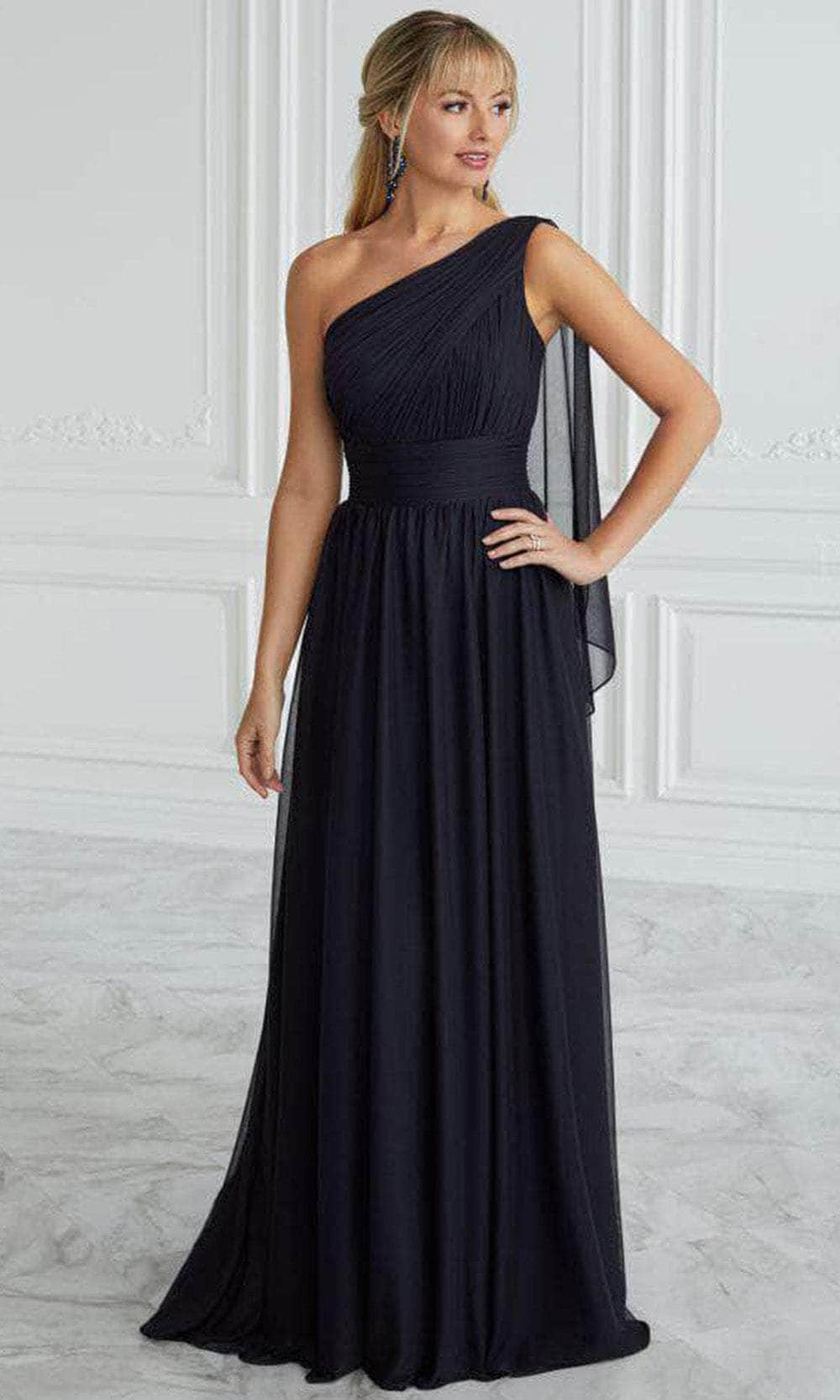 Christina Wu Elegance 17094 - Ruched Asymmetric Evening Gown Evening Dresses 2 / Midnight