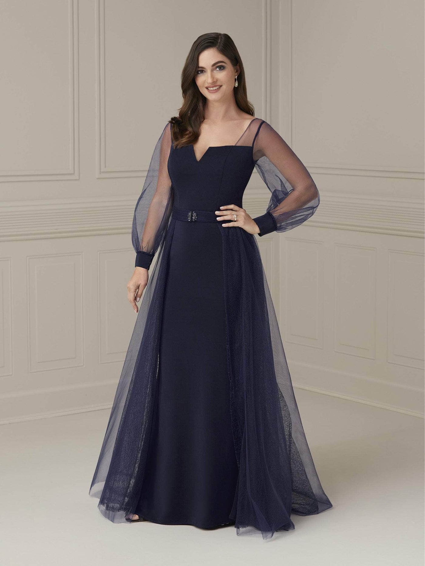 Christina Wu Elegance 17112 - Bishop Sleeve Overskirt Evening Dress Special Occasion Dress