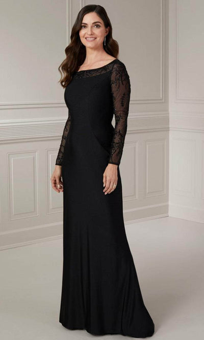 Christina Wu Elegance 17138 - Beaded Appliqued Evening Gown Evening Dresses 6 / Black