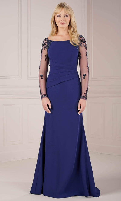 Christina Wu Elegance 17142 - Illusion Long Sleeve Evening Dress Evening Dresses 2 / Navy