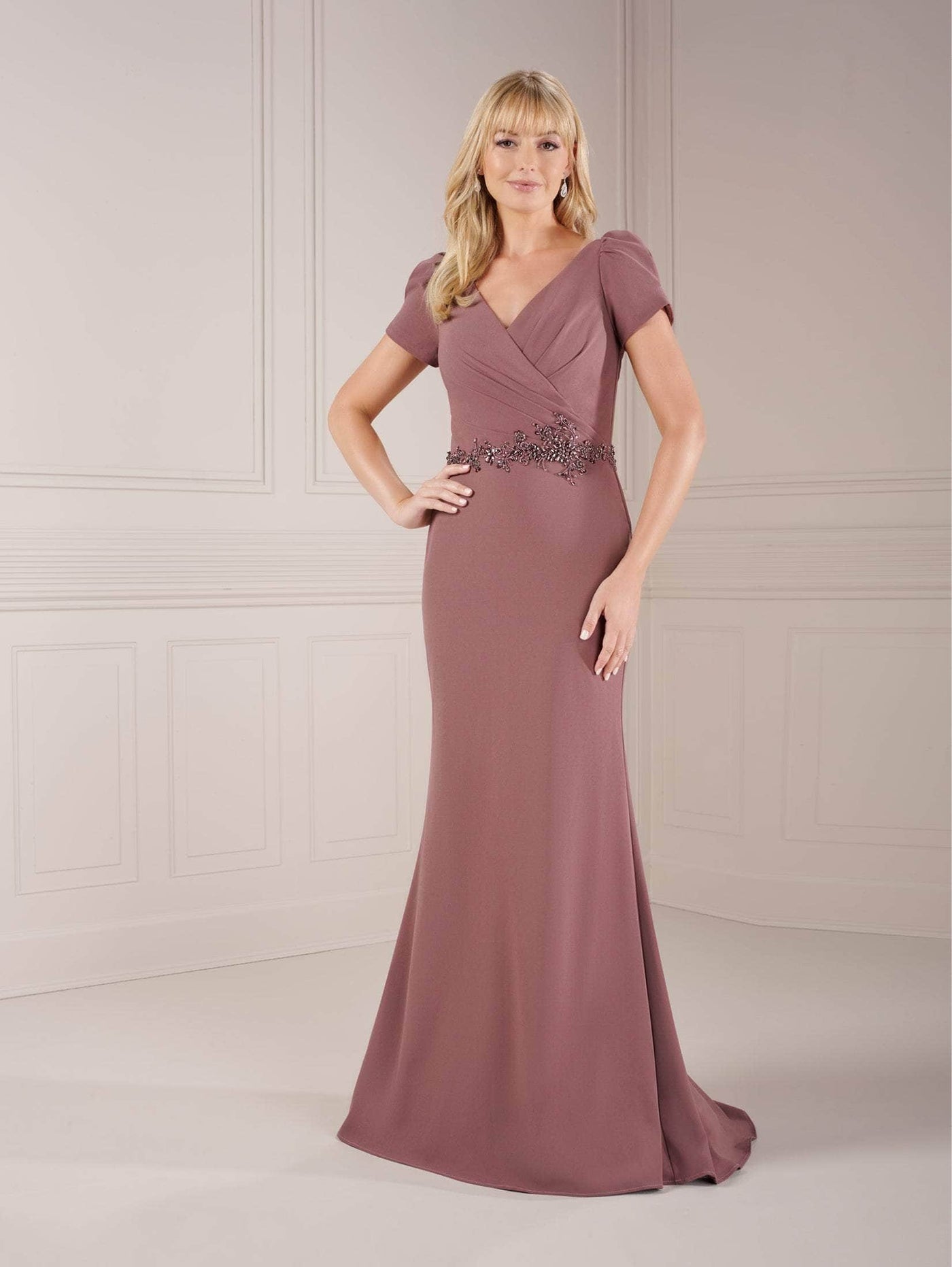 Christina Wu Elegance 17145 - Short Sleeve V-Neck Evening Dress Special Occasion Dress