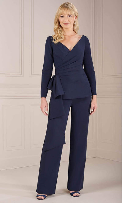 Christina Wu Elegance 17153 - Wrap Style Jumpsuit Formal Pantsuits 2 / Navy
