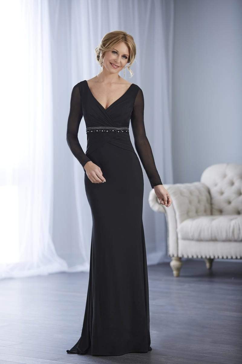 Christina Wu Elegance - 17845 Beaded Long Sleeve V-neck Jersey Dress Special Occasion Dress