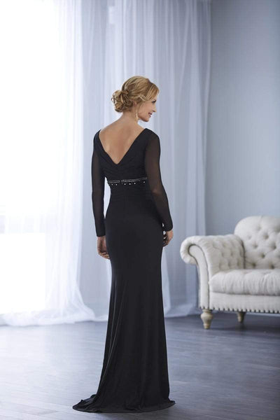 Christina Wu Elegance - 17845 Beaded Long Sleeve V-neck Jersey Dress Special Occasion Dress