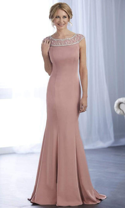 Christina Wu Elegance - Jewel Paneled Bateau Neck Long Gown 17857 - 1 pc Mauve In Size 6 Available CCSALE