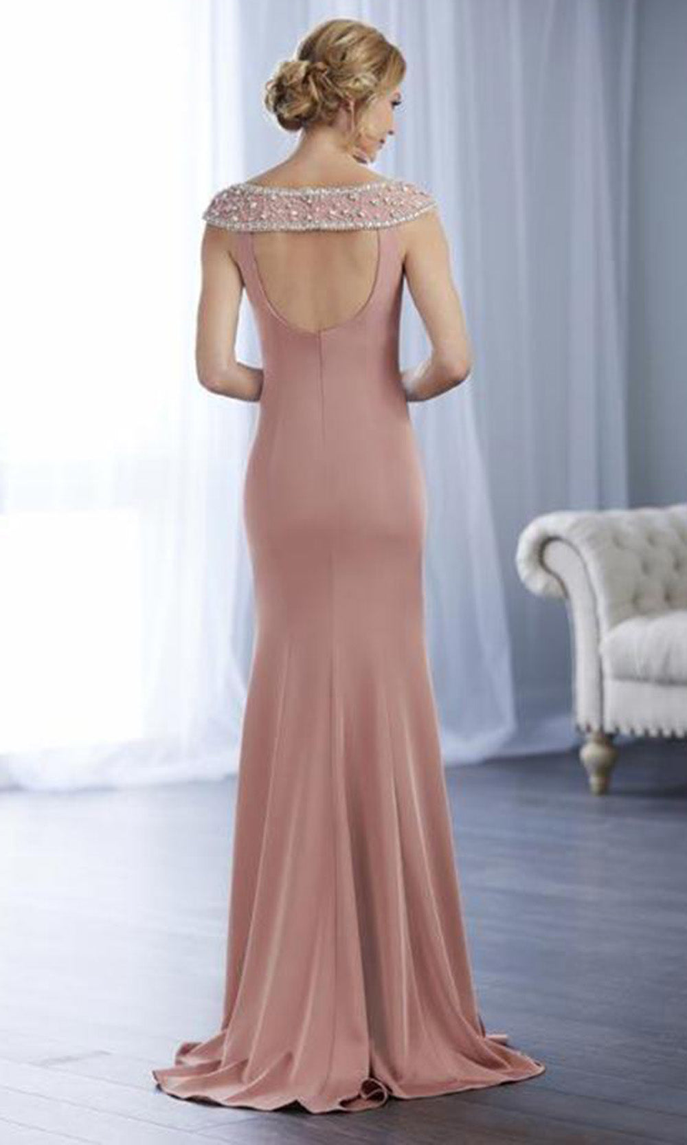 Christina Wu Elegance - Jewel Paneled Bateau Neck Long Gown 17857 - 1 pc Mauve In Size 6 Available CCSALE