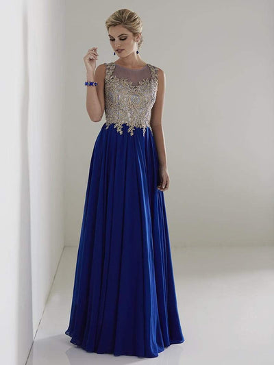 Christina Wu Elegance - 20215SC Sleeveless Metallic Lace Gown