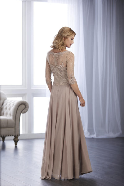 Christina Wu Elegance - Beaded Lace Illusion Bateau Dress 17848 - 1 pc Taupe in Size 18 Available CCSALE