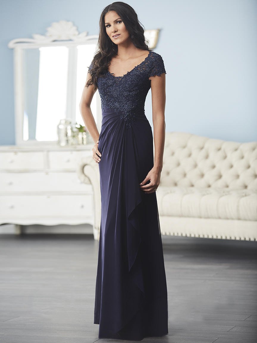 Christina Wu Elegance Beaded Lace Short Sleeves Bridal Dress 17839 - 1 pc Navy In Size 6 Available CCSALE 6 / Navy