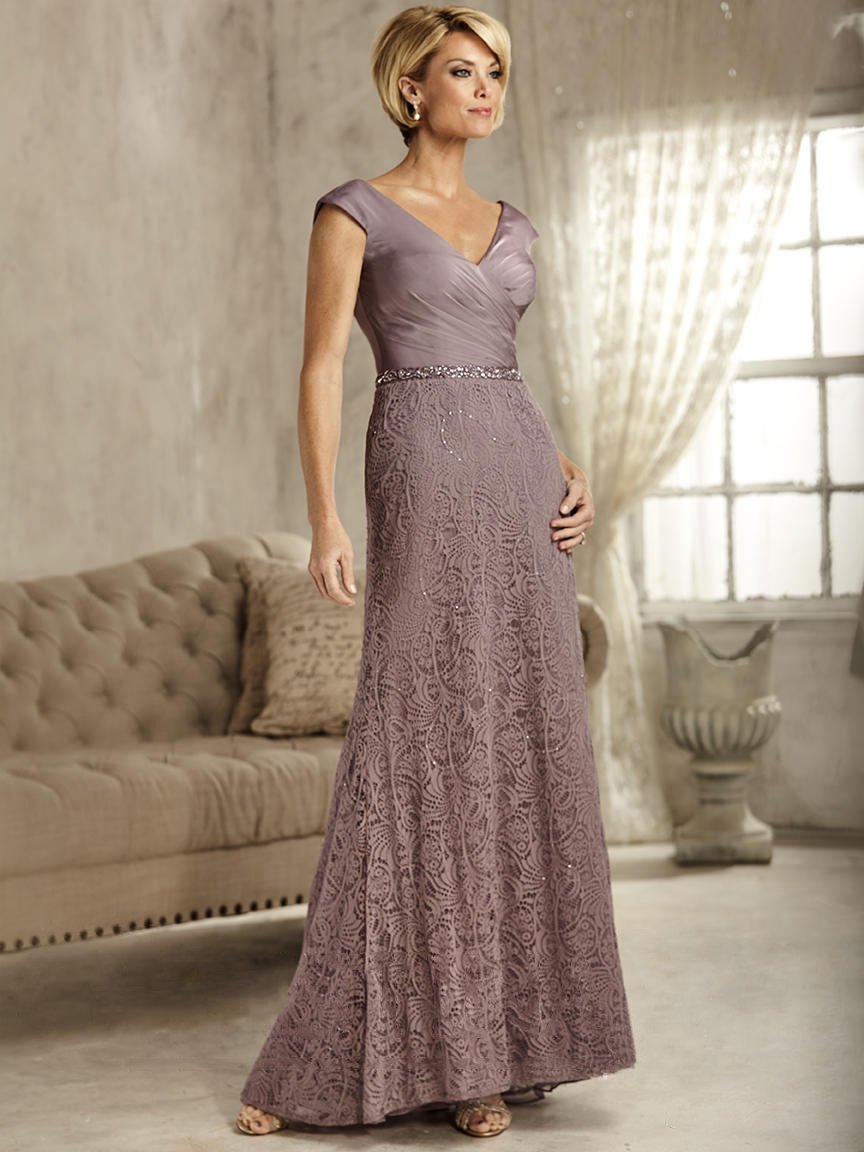 Christina Wu Elegance Chiffon And Beaded Lace Wide V Neck Gown 17820 - 1 pc Wisteria In Size 6 Available CCSALE 6 / Wisteria