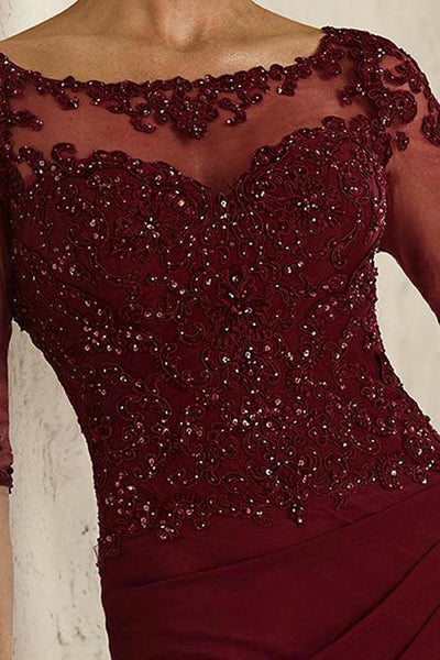 Christina Wu Elegance Illusion Bateau Beaded Lace Evening Dress 17821 CCSALE 10 / Wine