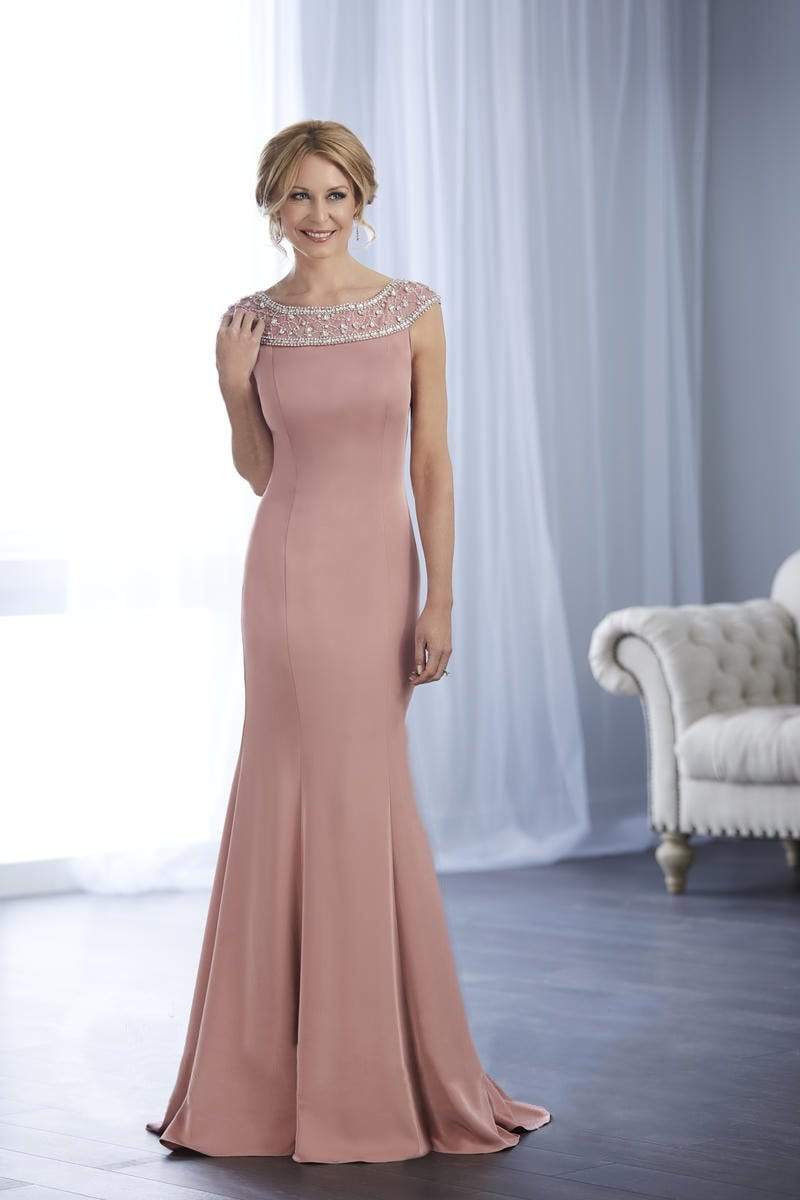 Christina Wu Elegance - Jewel Paneled Bateau Neck Long Gown 17857 - 1 pc Mauve In Size 6 Available CCSALE