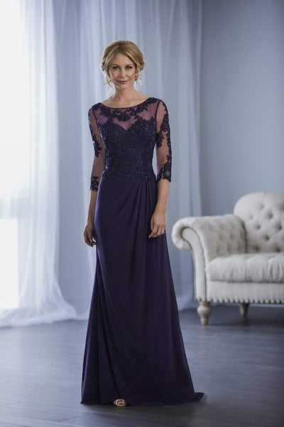 Christina Wu Elegance - Ornate Lace Illusion Draped Jersey Gown 17854 - 1 pc Gentle Blush In Size 12 Available CCSALE 16 / Indigo