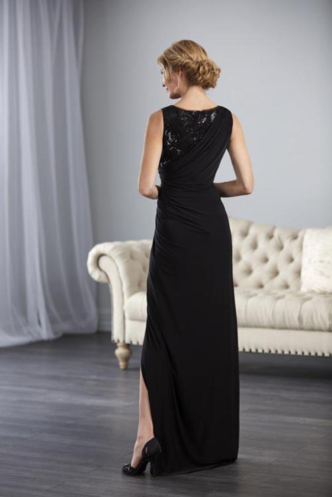 Christina Wu Elegance Sequin-Ornate Draped Sheath Gown CCSALE 12 / Black