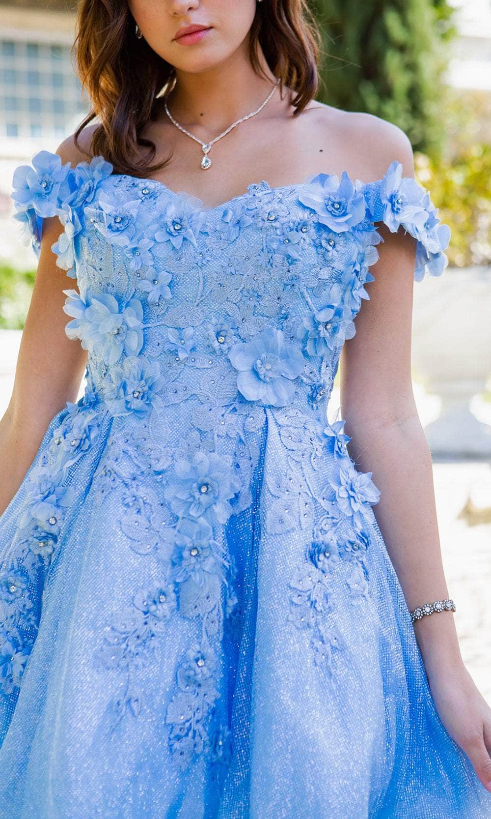 Cinderella Couture 5120J - Floral Off Shoulder Cocktail Dress Special Occasion Dress