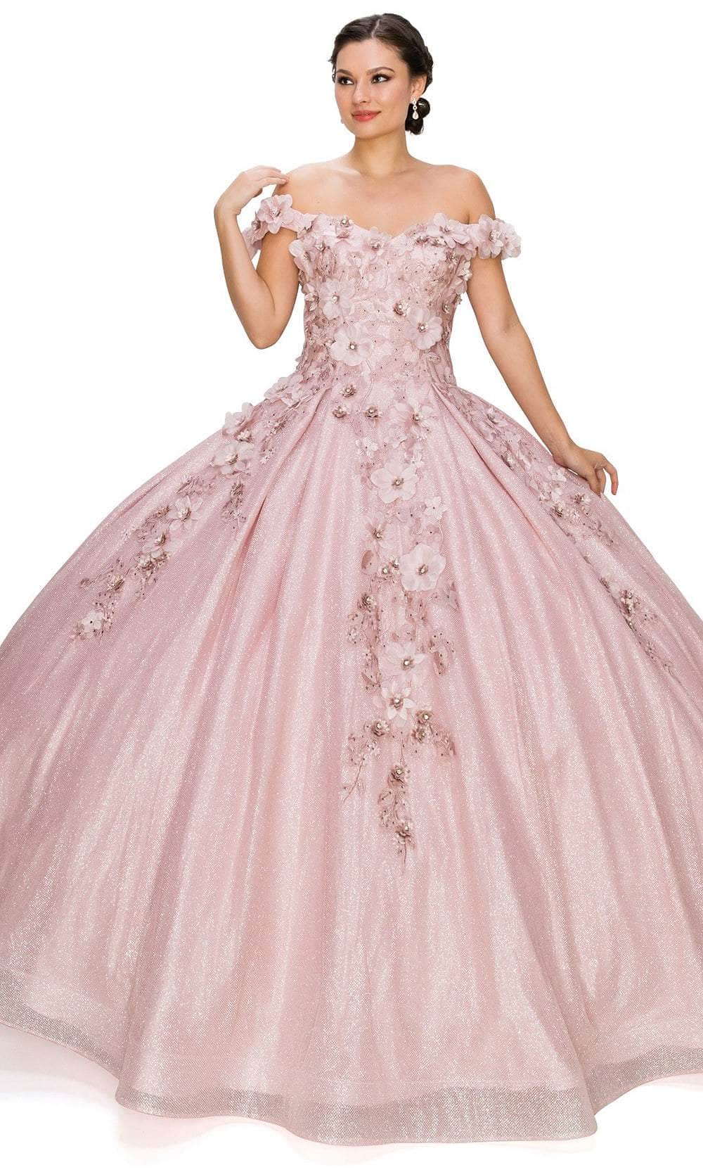 Cinderella Couture 8020J - 3D Floral Appliqued Ballgown Special Occasion Dress