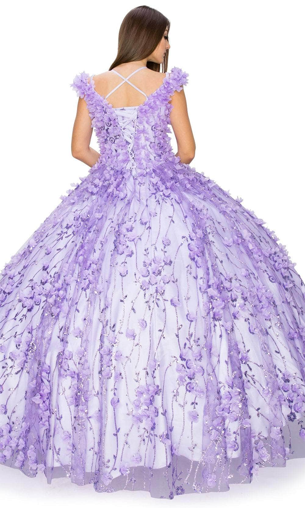 Cinderella Couture 8021J - 3D Floral Off-Shoulder Ballgown Special Occasion Dress