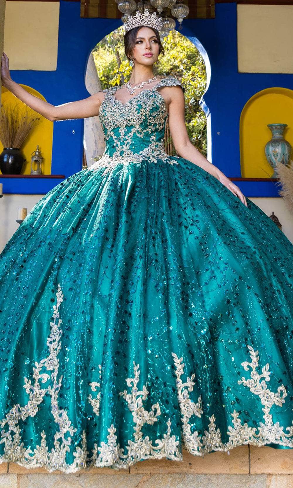 Cinderella Couture 8024J - Cutout Back Embellished Ballgown Special Occasion Dress XS / Hunter Green