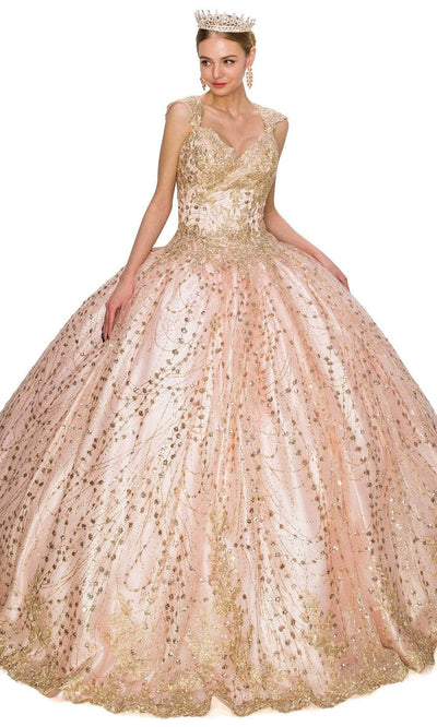 Cinderella Couture 8024J - Cutout Back Embellished Ballgown Special Occasion Dress XS / Rosegold
