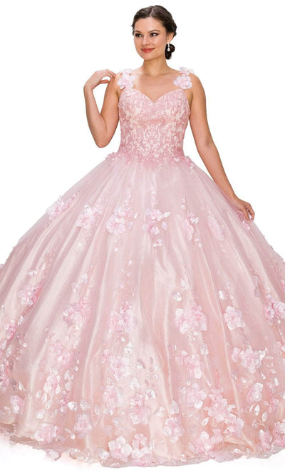 Cinderella Couture 8030J - Floral Detachable Cape Ballgown Special Occasion Dress XS / Blush