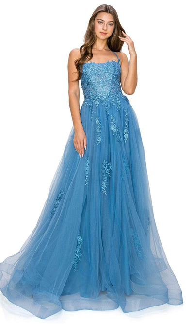 Cinderella Couture 8031J - Scoop A-Line Prom Gown Special Occasion Dress XS / Dusty Blue