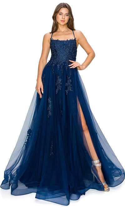 Cinderella Couture 8031J - Scoop A-Line Prom Gown Special Occasion Dress XS / Navy